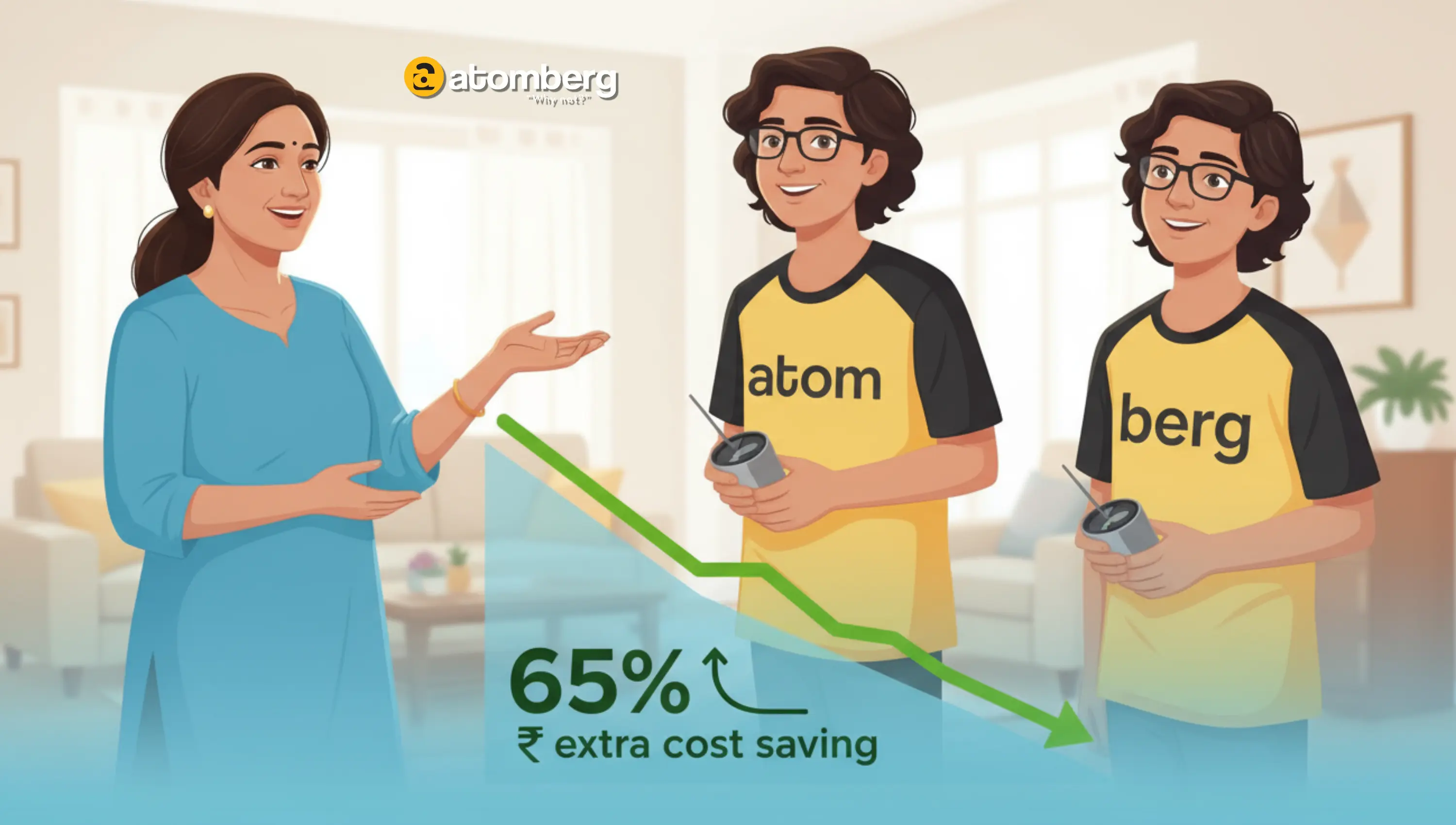 visual representation of atomberg why not campaign, featuring cost savings
